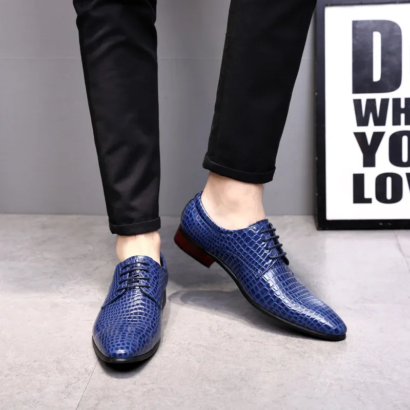 LuxuryGrain Mens Dress Shoes Slip-On Oxfords Leather Shoes Pointed Toe Formal Business Shoes Plus Size Casual Flats