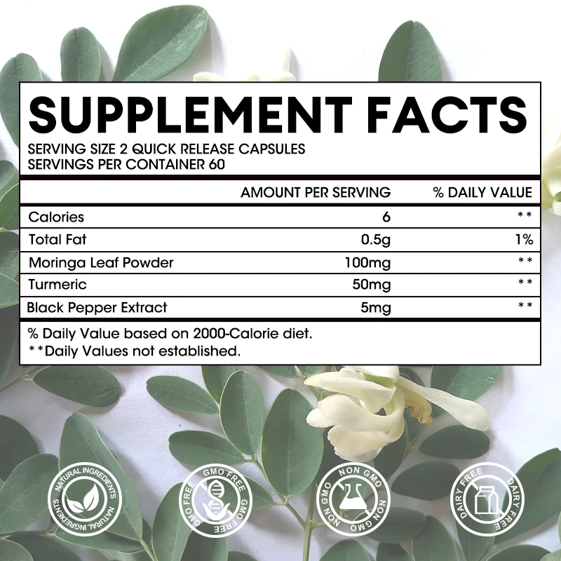 GPGP Greenpeople Natural Moringa Capsule Vitamin &Amino acid Supplement Anti-aging Cardiac care Cell Repair Plant extract food