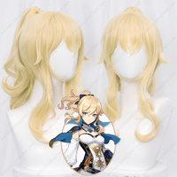 Jean Cosplay Wig 40cm Long Light Golden Ponytail Wig Heat Resistant Synthetic Hair Halloween