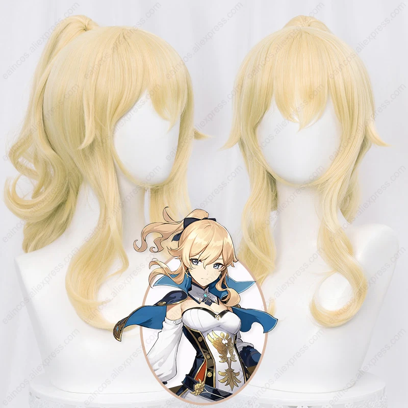 Jean Cosplay Peruka 40 cm długa jasnozłota peruka z kucykiem Żaroodporne włosy syntetyczne Halloween