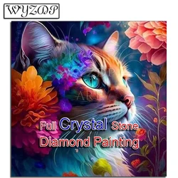 5D DIY 100% Diamond Painting Diamond Crystal Cat Picture Full Square Mosaic Embroidery Cross Stitch Diamond Art Crystal Docer
