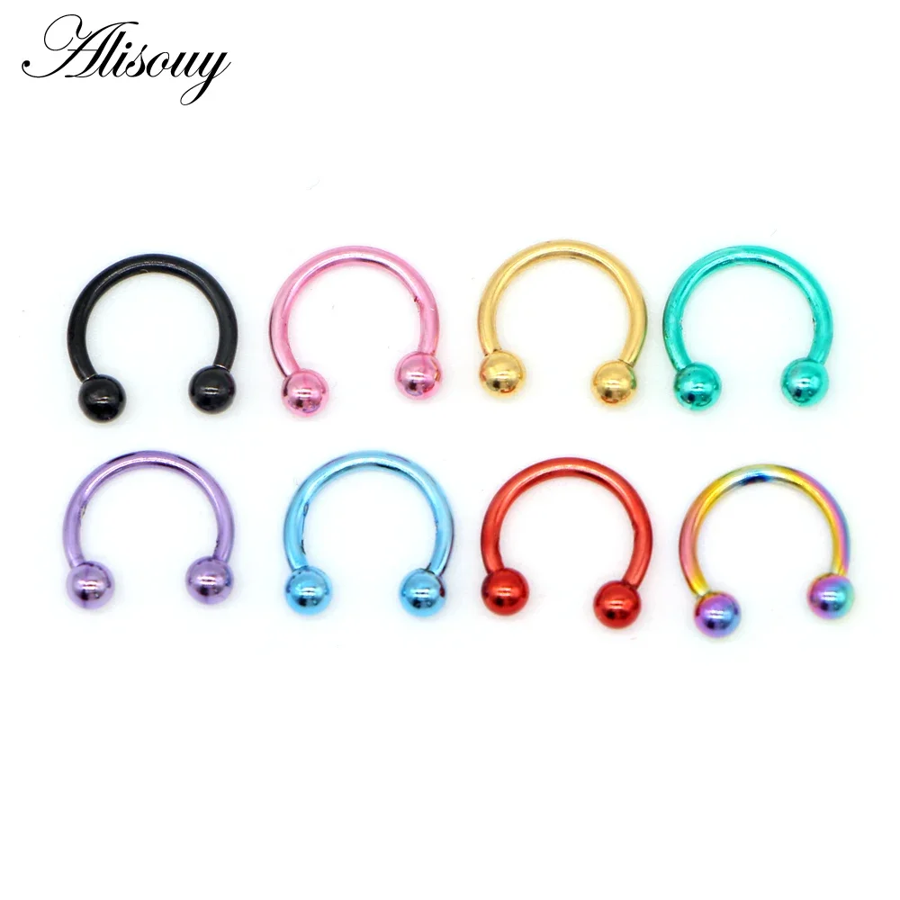 1 Piece Stainless Steel Anodized Circular Barbell Septum Lip Labret Eyebrow Nose Ring Nipple Piercing Body Jewelry Gauge 16G