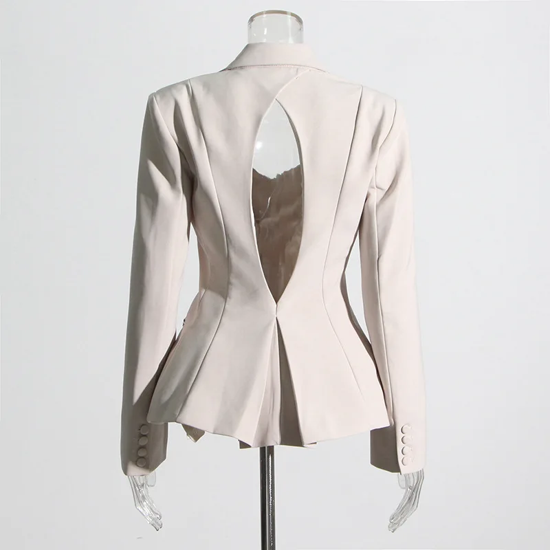 autumn fashion versatile lapel diamond backless long-sleeved design blazer outerwears traf Women's jacket ropa mujer outerwears