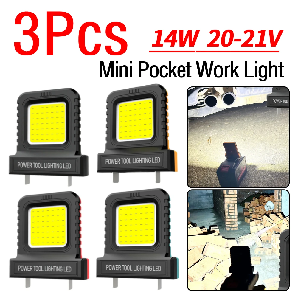 

3Pcs 14W Mini Pocket Work Light with 2 Modes Lighting Strong Light Super Bright Spotlight for Garage Car Repair Camping Fishing