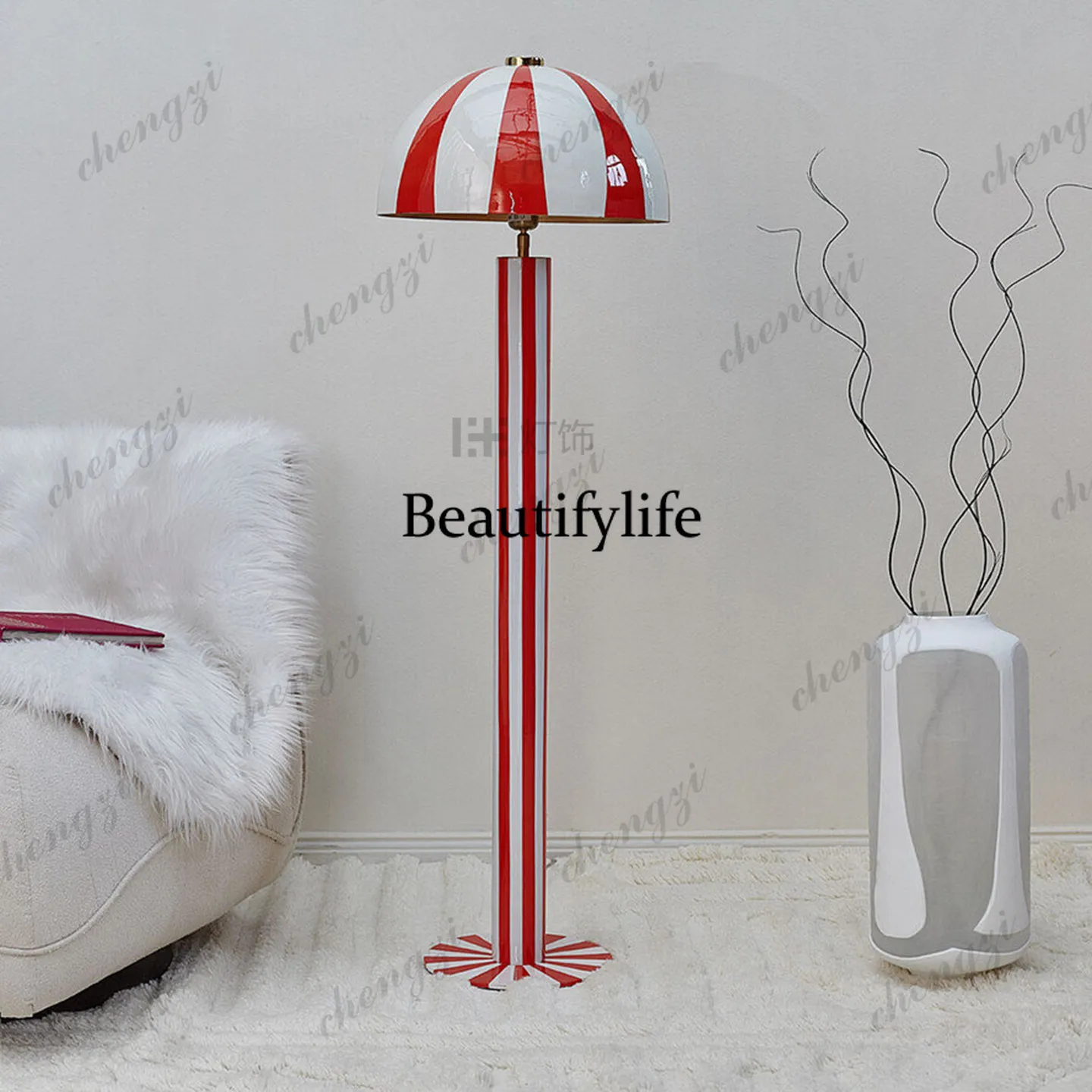 Color stripes floor, villa living room decoration wrought iron girl style retro, lamps and lanterns