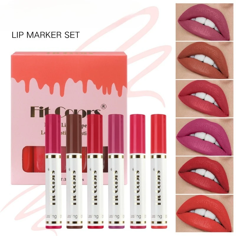 

Набор из 6-х предметов подводки для губ, матовое водостойкое пятно для губ, долговечное, устойчивое к переносу, простое нанесение для безупречного пыли и определения