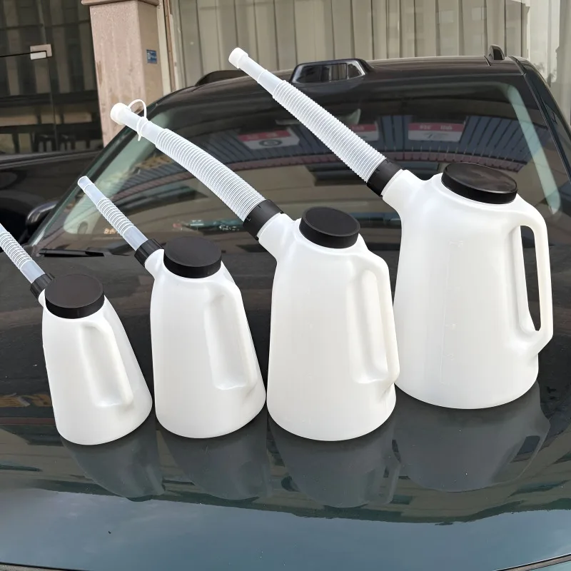 Jarra Medidora Universal de Óleo com Bico Flexível para Despejo, Recipiente Plástico Medidor com Tampa Durável para Viagens e Carros