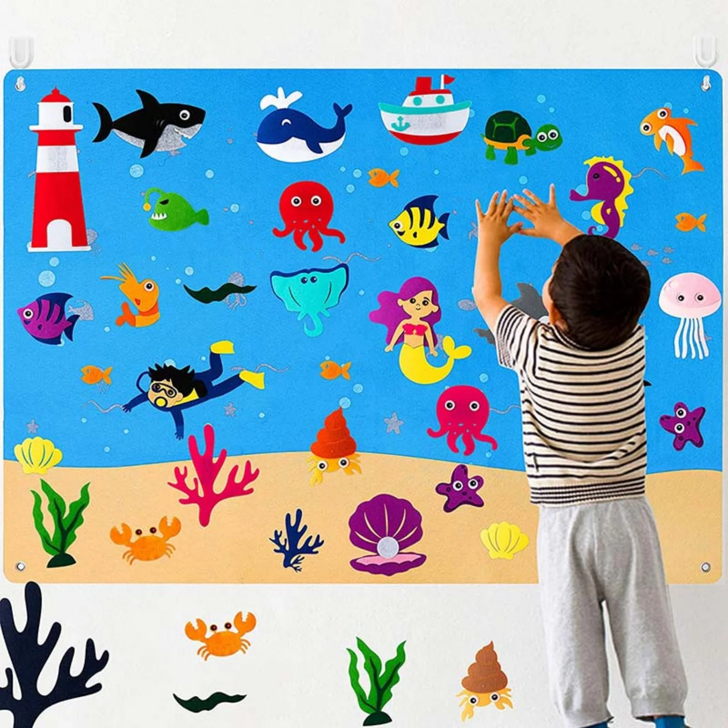 41Pcs Full Felt Storyboard Kid Favor Cartoon Calender/Depiction/Jesus/Camp Theme Puzzle Poster Decor for Anniversary Classroom