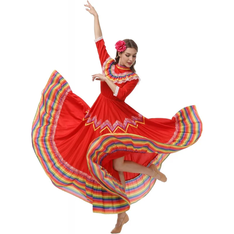 

Mexican Traditional Dress Folklorico Dance Dresses Cinco De Mayo Costumes Senorita Dress for Women
