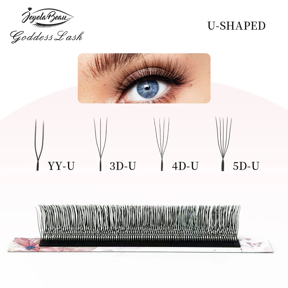 U على شكل YY 3DW 4DW 5DW الرموش تمديد اليدوية قسط لينة مسبقة الصنع مروحة U جلدة ماكياج الجمال ث بلوم جلدة #3