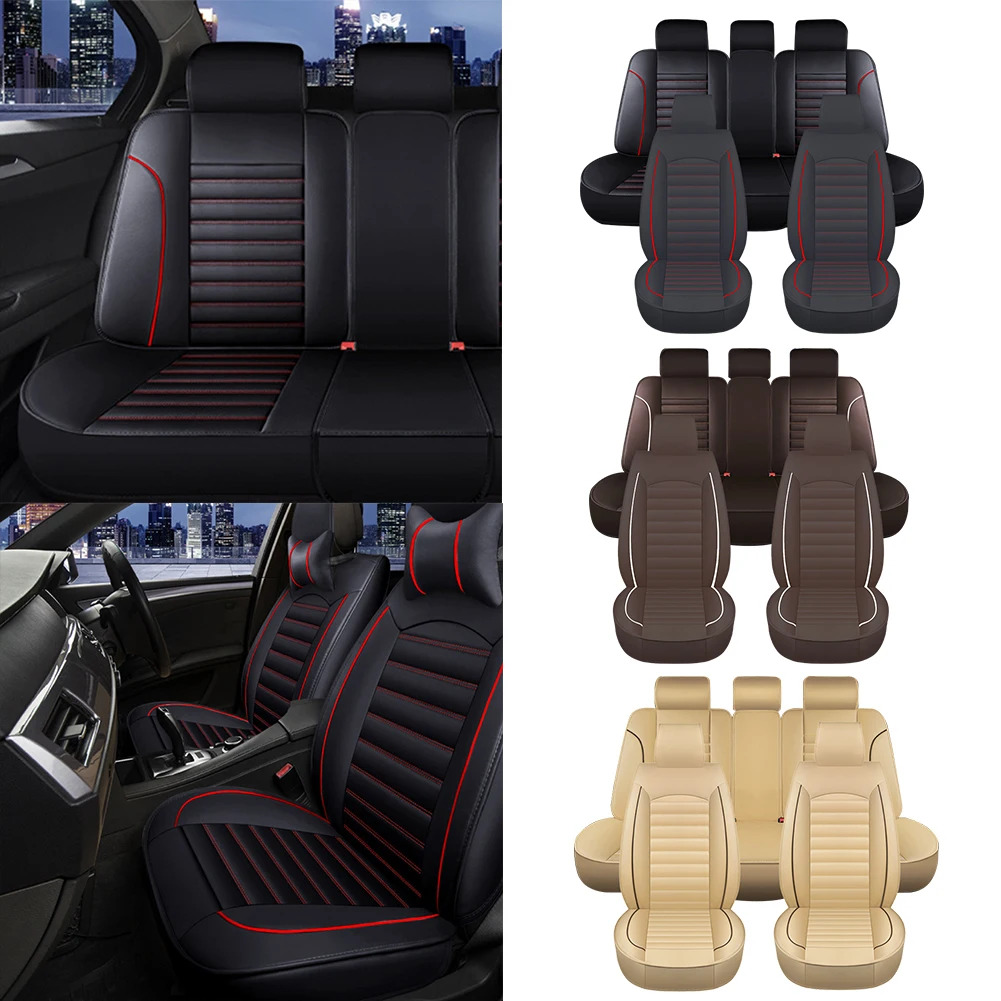

Full Set Universal Car Seat Covers Soft Leather Car Seat Protector Automobile Seat Protection Cover Fit for Auto Most Truck Vans