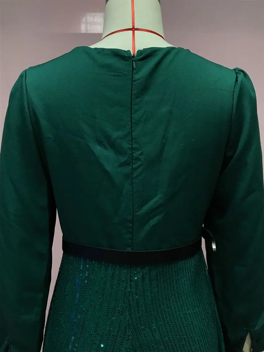 jumpsuit Women Spring Autumn, High-end V-neck Long Sleeved Shirt, Elegant Temperament, Cinched Waist, Sequins, French Wide Legs