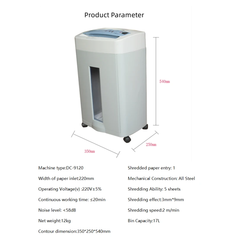 Imagem -05 - Triturador de Papel Elétrico Nível Confidencial Casa de Alta Potência Escritório Triturador Confidencial 3*9 mm 17l Dc-9120