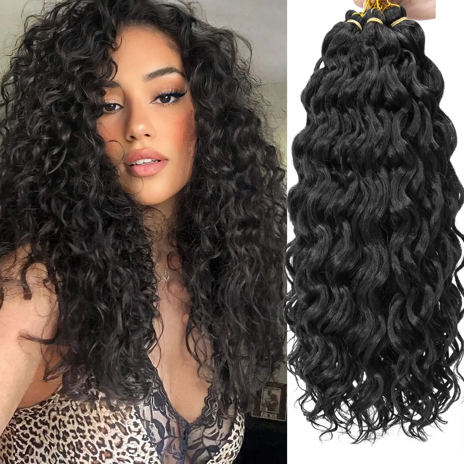 

18inch Deep Wave Curly Crochet Hair For Women Hawaii Curly Braiding Hair Crochet Braid Water Wave Crochet hair Extensions