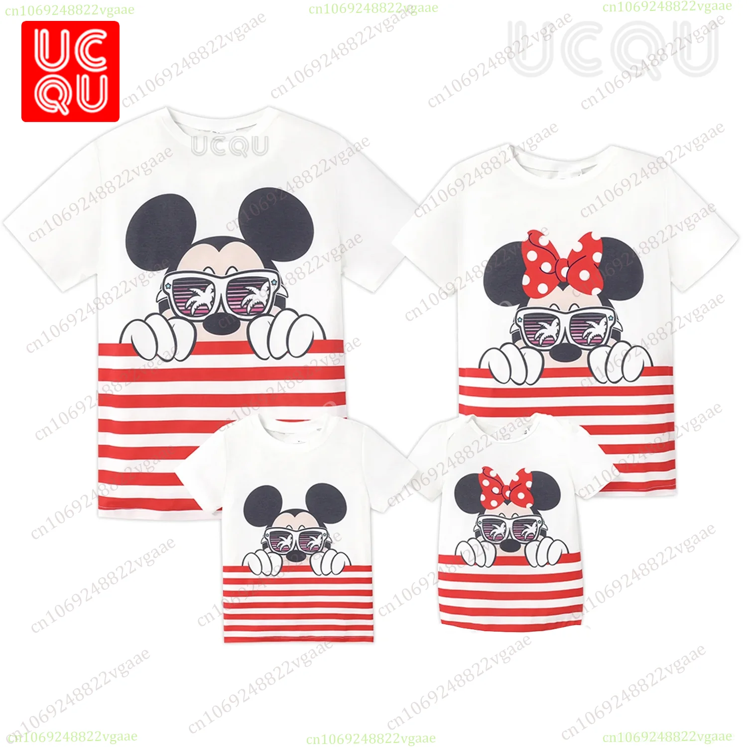 Conjuntos a juego de la familia de Disney para verano, camiseta a rayas de Mickey Mouse para niños, camiseta Minni para niñas, mujeres, hombres, ropa superior, disfraz