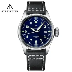 STEELFLIER Automatic NH35 Movement Pilot Watch C3 luminous 39mm Case Big Onion Crown Waterproof Sapphire Glass 200M Dive watches