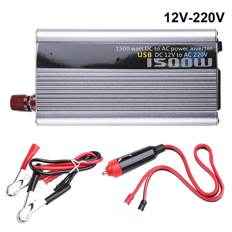 1500W Car and Home Power Inverter DC 12V/24V to AC 110V/220V Power Converter Short Circuit Automatic Protection Inverter