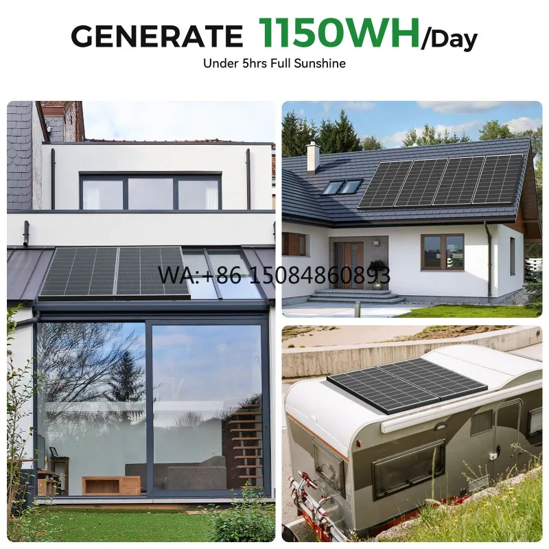 US Warehouse Bifacial Monocrystalline Solar Panel High Efficiency Outdoor RV Long Service Life Power Generation