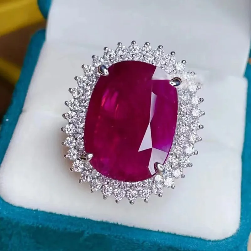 Vintage Simulation Big Carat Mozambique Ruby Red Princess Rings Luxury Silver Color Wedding Promise Ring For Women Bridal Gifts