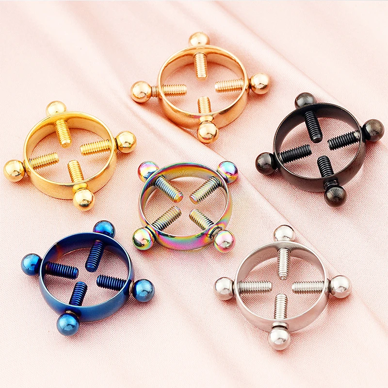 زوج واحد من مشابك الحلمة المتقاطعة المصنوعة من الفولاذ المقاوم للصدأ - مشابك قابلة للتعديل بدون ثقب، مجوهرات للجسم القوطي للرجال والنساء