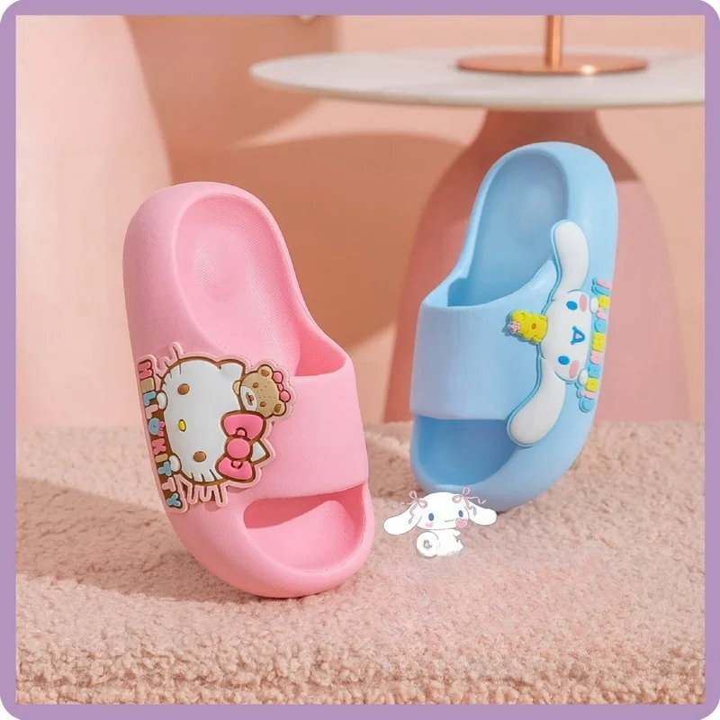 Summer Children's Cool Slippers Girls' Cartoon Home Bathroom Anti Slip Ultra Light Bottom One-piece Molding Cute