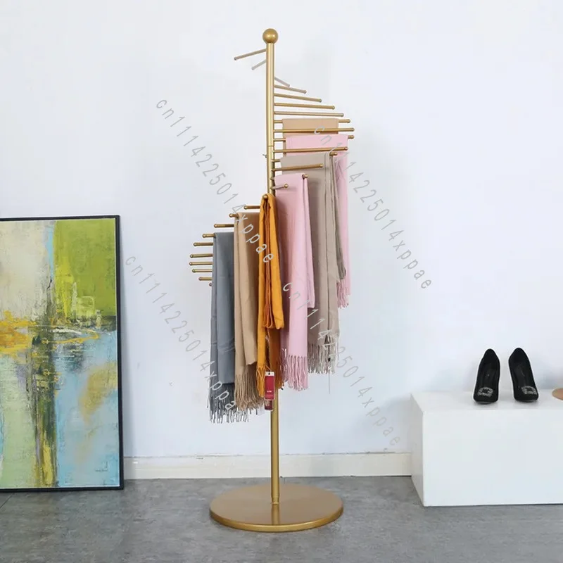 Creative Scarf, Silk Scarf Display Rack, Round Shelf,Factory Direct Sales, Gold Scarf Rack, Floor Display Rack, Coat Rack.