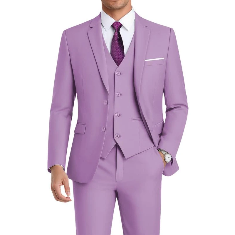 

Мужской костюм-тройка Slim Fit: пиджак на 2 пуговицах, жилет, брюки — для свадьбы, выпускного, вечеринки и деловых мероприятий
