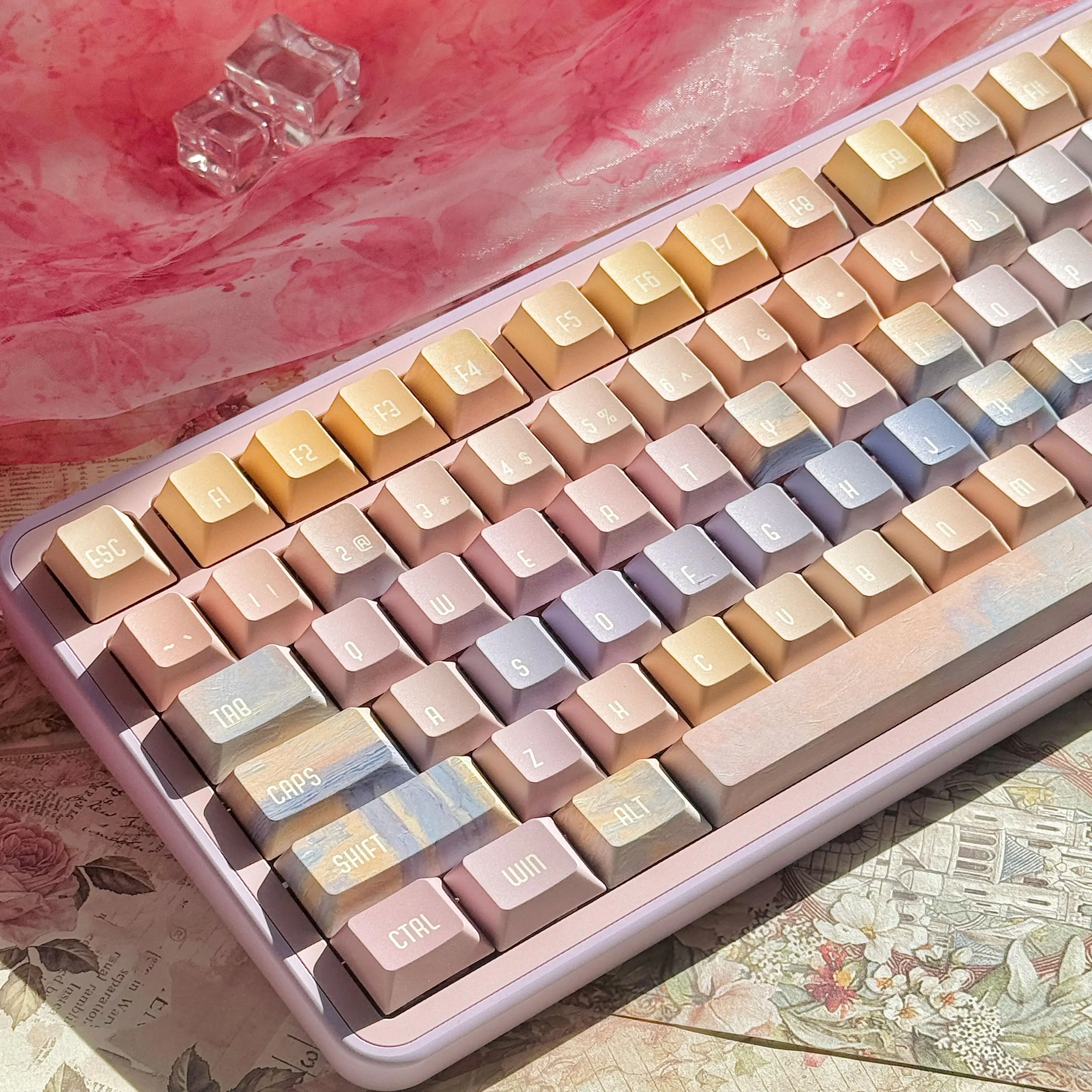 Cherry Profile Custom Charing Cross Bridge Keyboard Keycap 136 Keys Five Side Dye Sublimation PBT Keycaps for MX Switch Keyboard