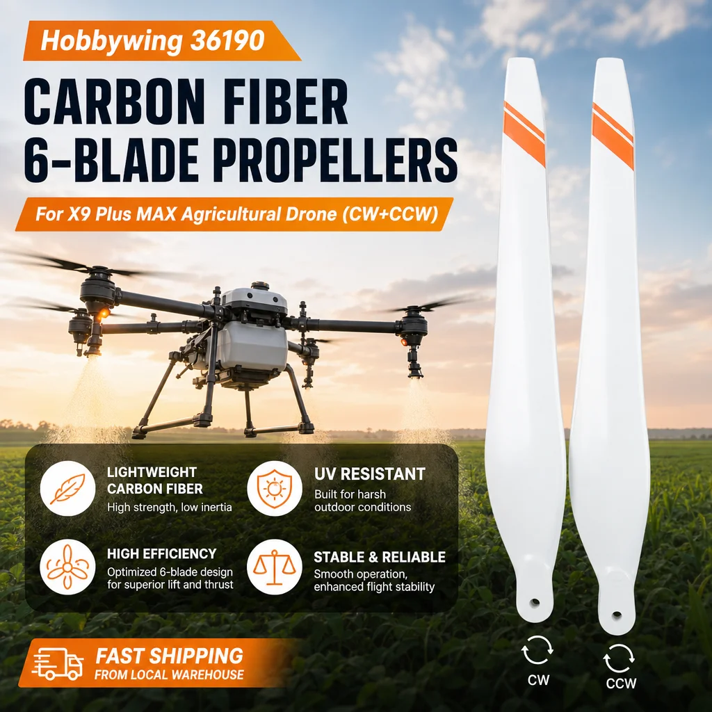 

Hobbywing 36190 Carbon Fiber Propellers UV Resistant 6-Blade for X9 Plus MAX Agricultural Drone (CW+CCW)