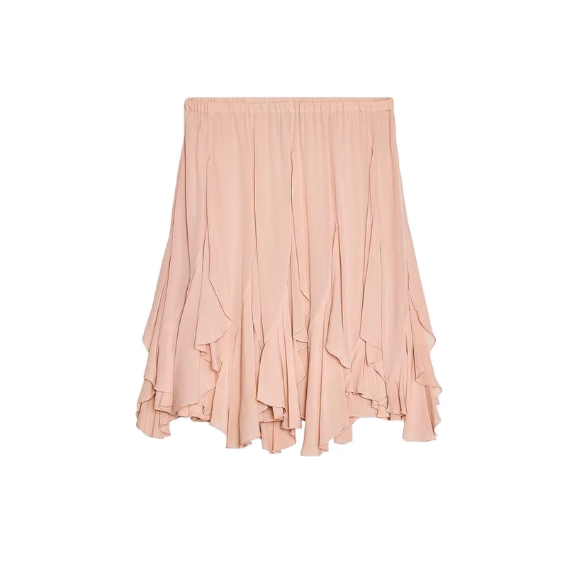 

Spring New Arrival High Waist ort Skirt Asymmetric Hem Decoration Women's Commuter Sle Pleated Stand Cut Polyester Fiber