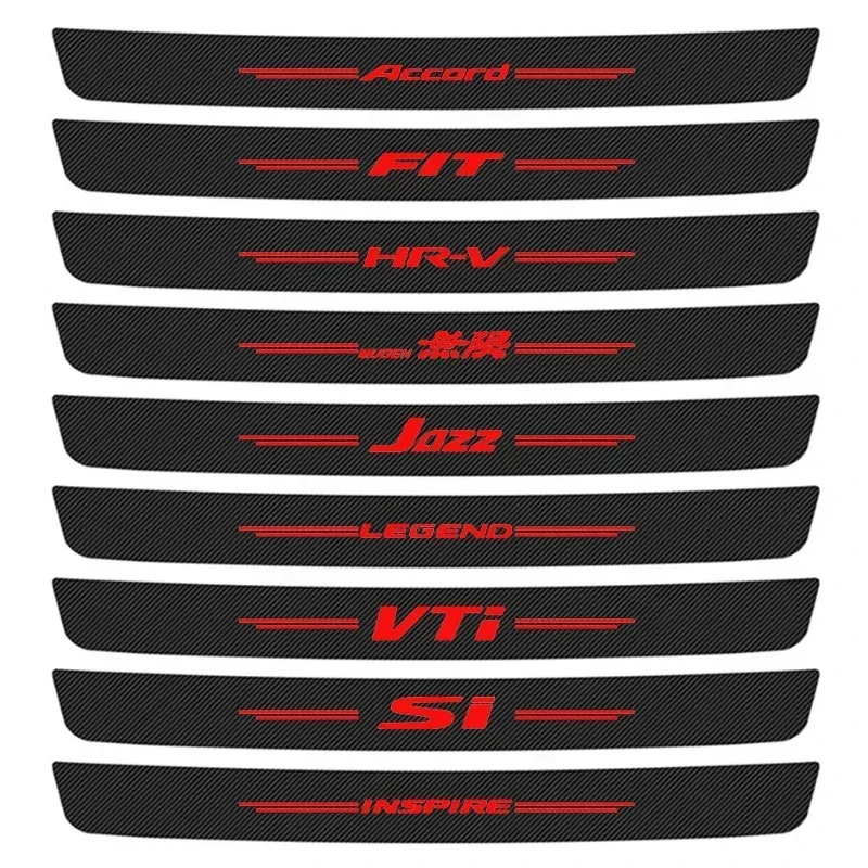 Carbon Fiber Car Door Threshold Anti Scratch Stickers Rear Trunk Sill Decals for Honda Fit Mugen Jazz Si RR VTi TypeR S Civic
