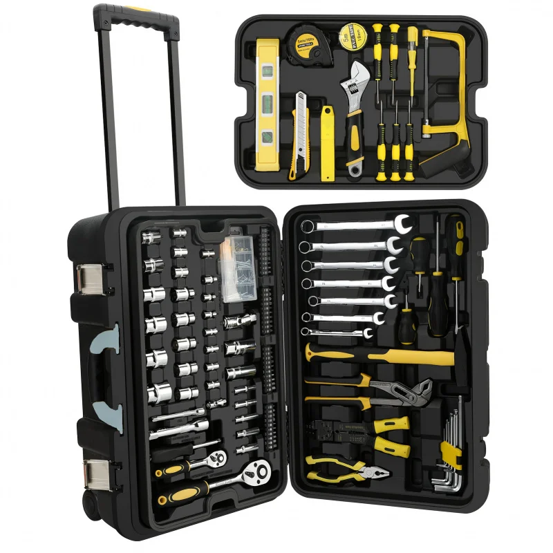 318pcs Rolling Toolbox Set with Trolley - Durable Metal Mechanic's Kit for Home Repairs, Portable