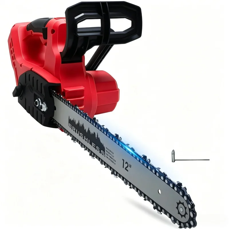 Cordless Brushless 12" Electric Chainsaw for Milwaukee M18 Battery with Auto Oiler & Security Lock Wood Cutting (Tool Only)