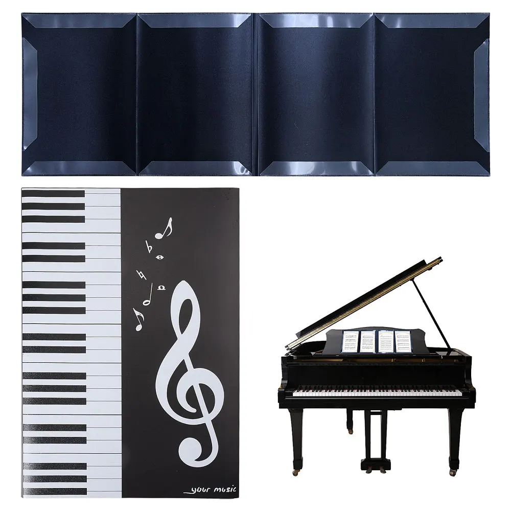 2 Pcs Music Sheet Folder Foldable Piano Music Folder Waterproof 6 Pages Band Flip Storage Clip for Sheet Display