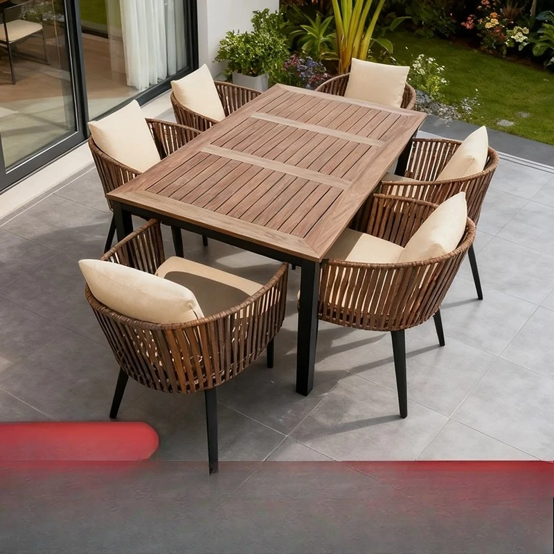 

Outdoor tables and chairs, villa courtyard garden terrace leisure, wind home rattan chair