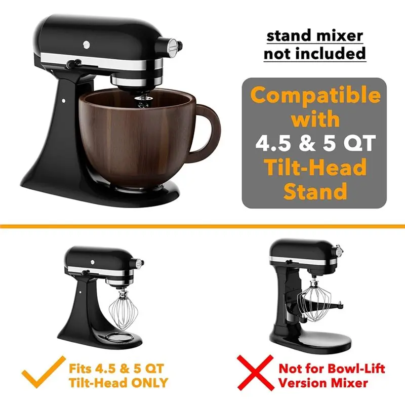 ABWM-Wooden Bowl Mixer For Kitchenaid 4.5 & 5 QT For Wooden Kitchen Aid Mixer Bow Tilt-Head Models Kitchen