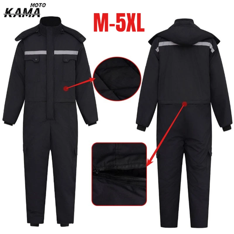 

New Winter Jumpsuit Tear Resistant Thick Wear-resistant Warm Motorcycle Riding Suit Cold Resistant Suit 오토바이 방한복 5XL