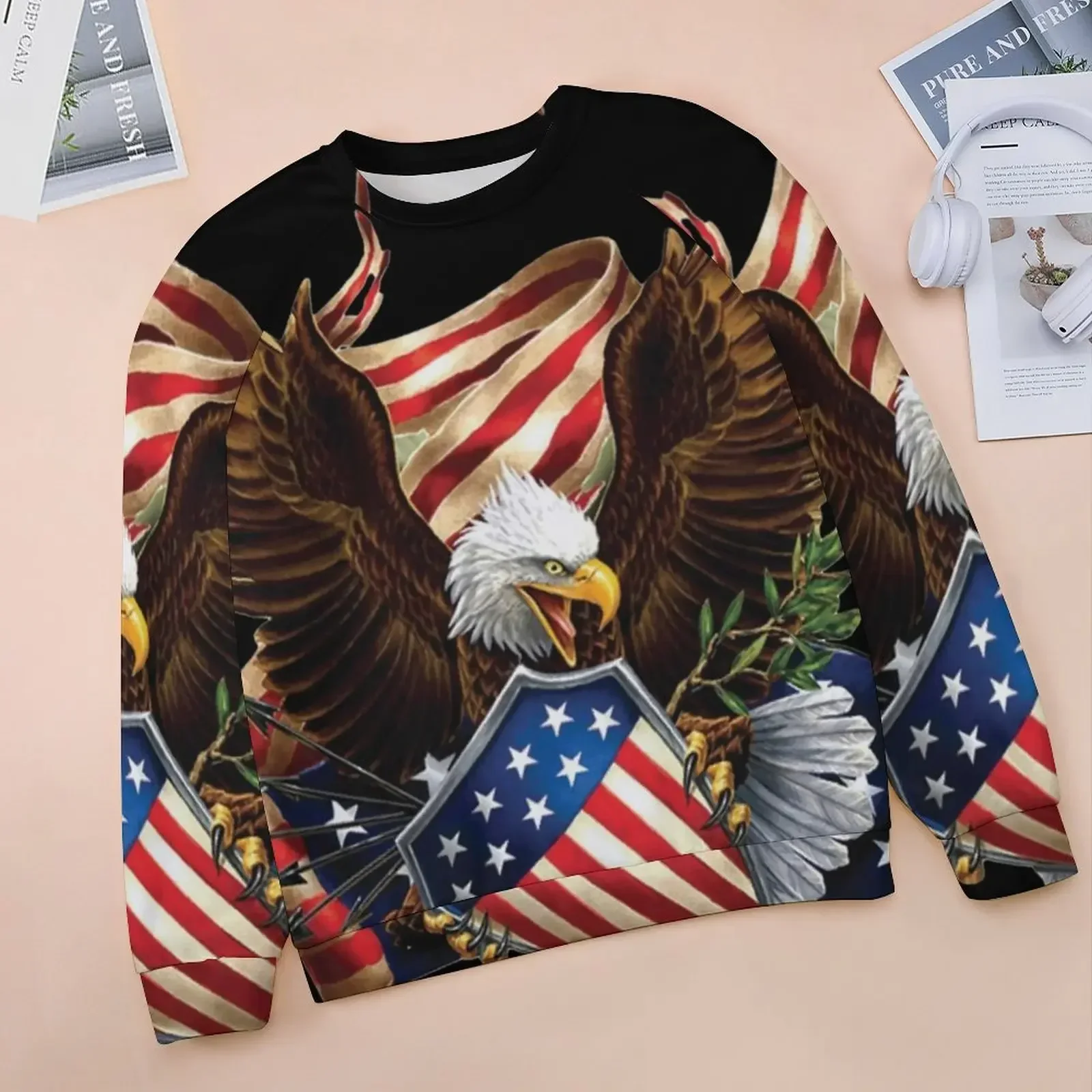 Majestic American Bald Eagle Hoodies Woman Patriotic USA Flag Street Style Casual Hoodie Winter Long Sleeve Cool Custom Top