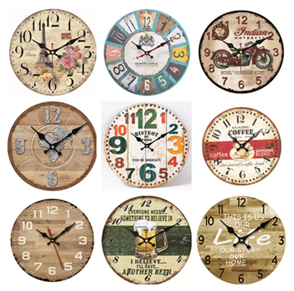 12 inches Simple wood grain digital wall clock, density board clock