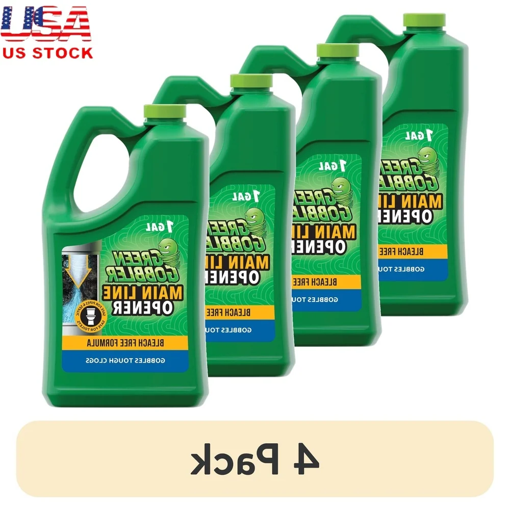 

4 Pack Main Line Drain Opener Clog Remover Liquid Safe Pipes Septic Systems Powerful Reach Bleach Free 1 Gallon