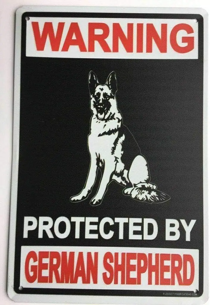 Beware of Dog Sign Warning Protected by German Shepherd Metal Sign 12