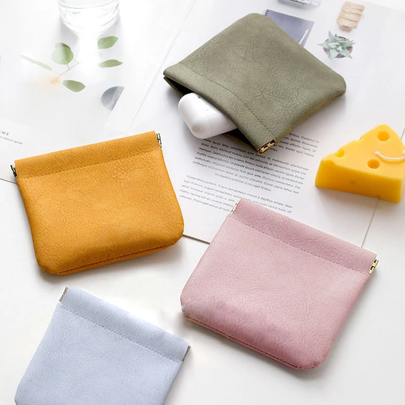 

Portable PU Women Sanitary Napkin Storage Bag Mini Lipstick Cosmetics Zipper Coin Purse Bag Automatic Closing Gift