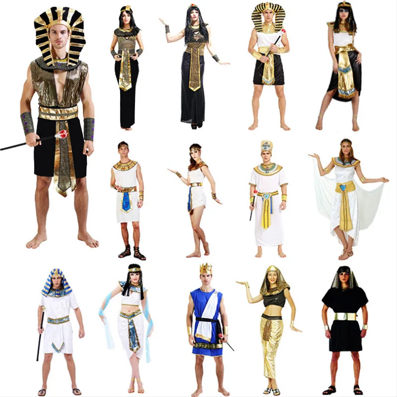 Halloween Egyptian Pharaoh Queen Costume Cleopatra Prince of The Kingdom Dress Adult Performance Dress for Role Play Saudi Robe