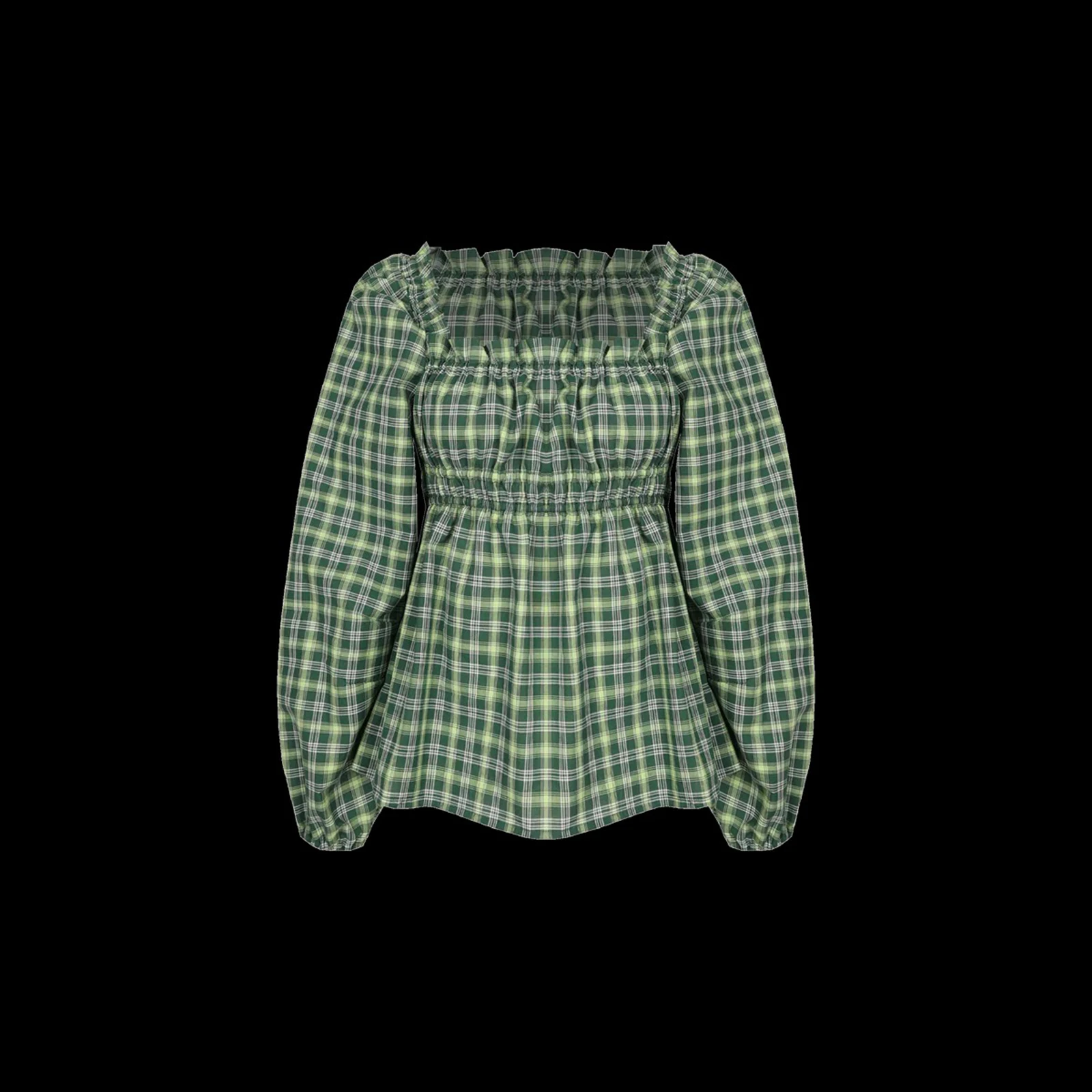 2025 Camisa con estampado a cuadros para mujer, camisetas de manga larga con cuello cuadrado de talla grande, ropa de calle, camisetas holgadas de gran tamaño para verano