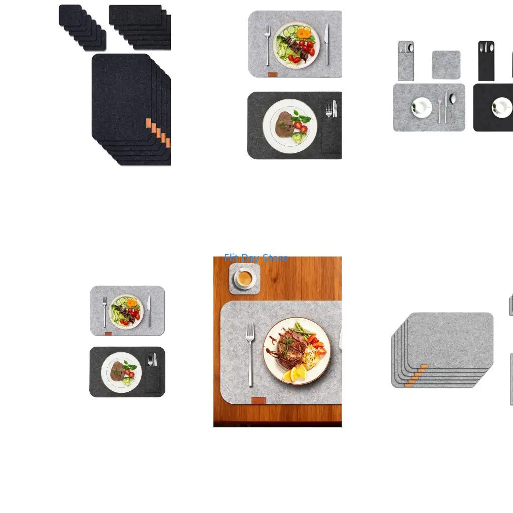 F92C Elegant Felt Placemat Coasters Bundles Heat Resistant Kitchens Dining Accessories