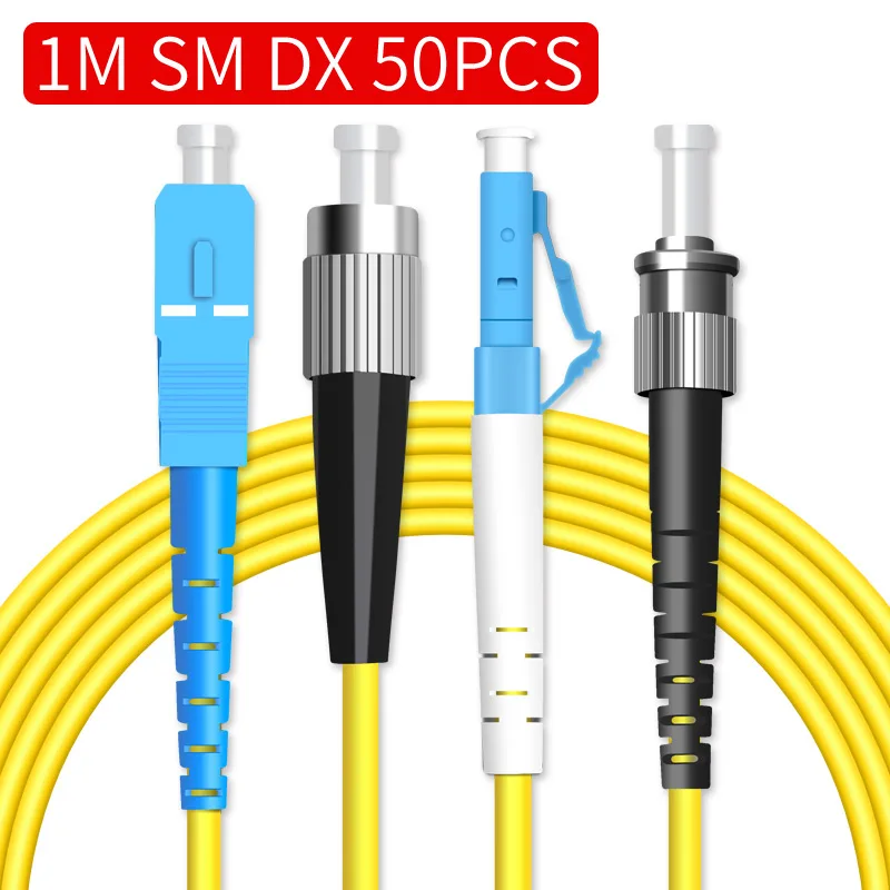 50 pcs SFP fiber Patch Cord Jumper UPC Singlemode LC SC FC ST 9/125um Duplex 1 m ftth fiber patch cable