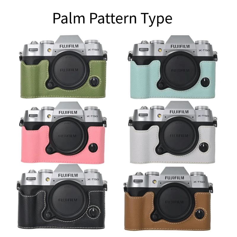 PU Leather Camera Case Cover For Fujifilm XT50 FUJI X-T50 Half Body Video Bag