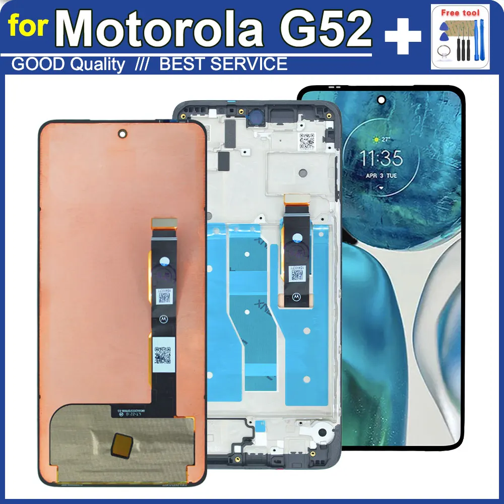 Super AMOLED LCD for Motorola Moto G52 LCD Display Touch Screen Digiziter Replacement for Moto G52 XT2221-1-2-3 Phone LCD Screen