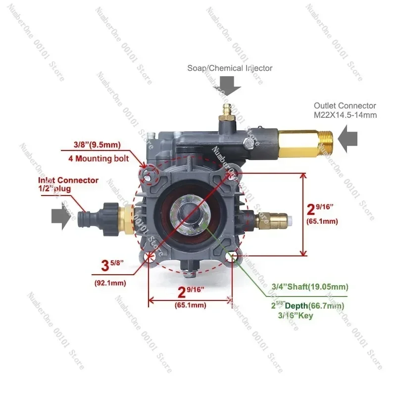 1/2'' 3/4'' 9LPM 190Bar High Pressure Cleaning Pump Domestic Gasoline Car Washing Machine Plunger Pump Anodic Oxidation