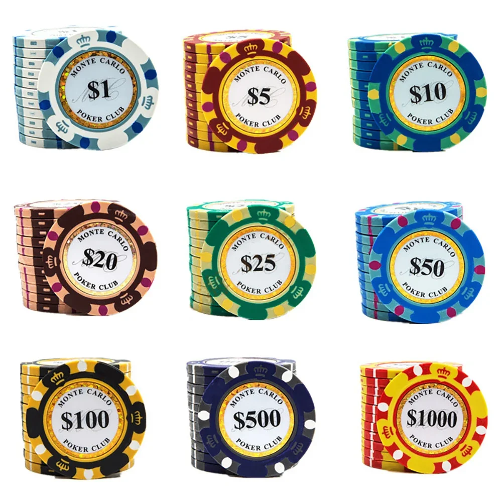 

10pcs Clay Poker Chips 40mm Professional Casino Coins Texas Hold'em Poker Chips